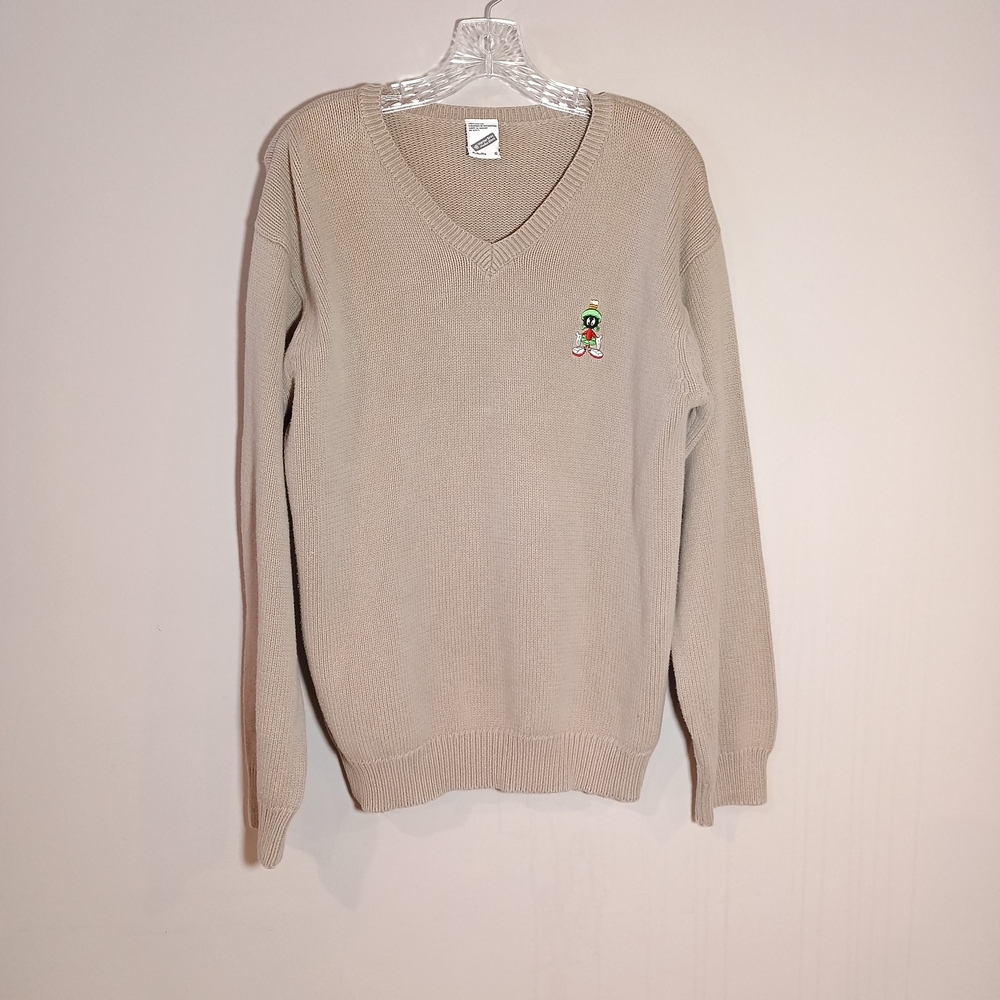 Warner Bros Marvin The Martian Vintage 90s V Neck Sweater Unisex S